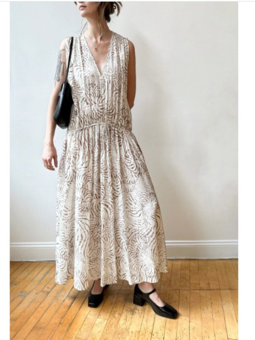 New Anine Bing Mia Midi Dress in Sand Seashell Sz S